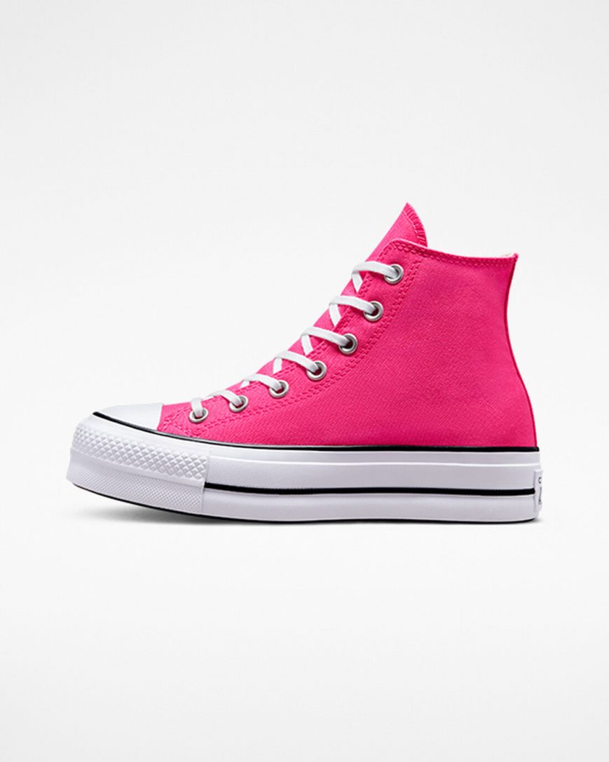 Zapatos Plataforma Converse Chuck Taylor All Star Lift Canvas Altas Mujer Rosas Negras Blancas | PE 2P04EL